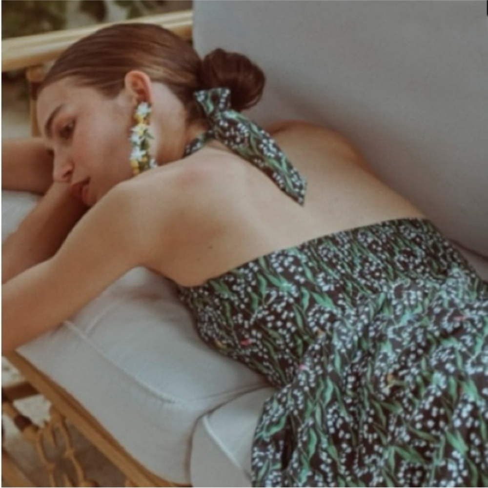 Hill House The Fleur Midi Dress in Midnight Lily of the Valley NWOT!